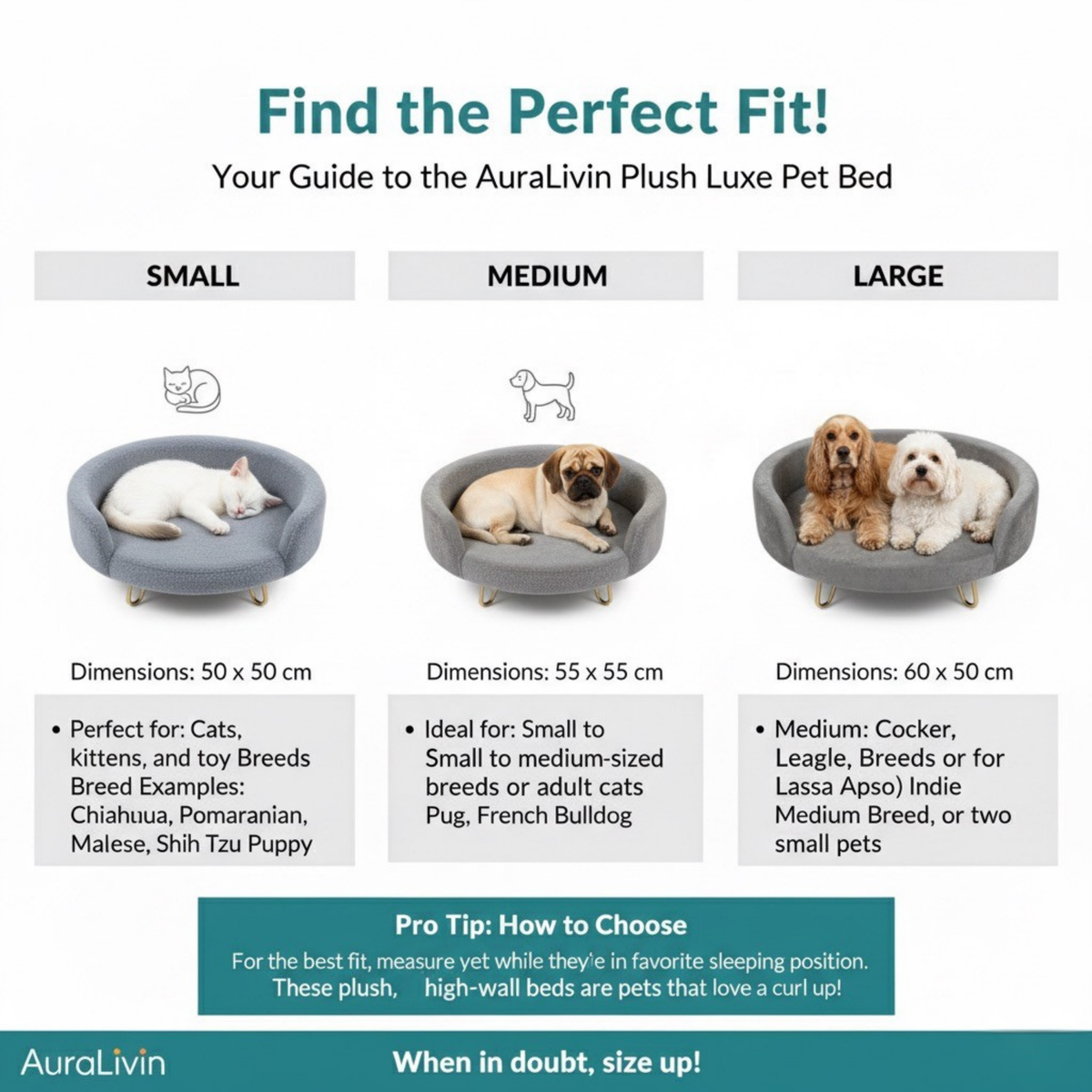 Auralivin Plush Luxe Pet Bed – features and sizes