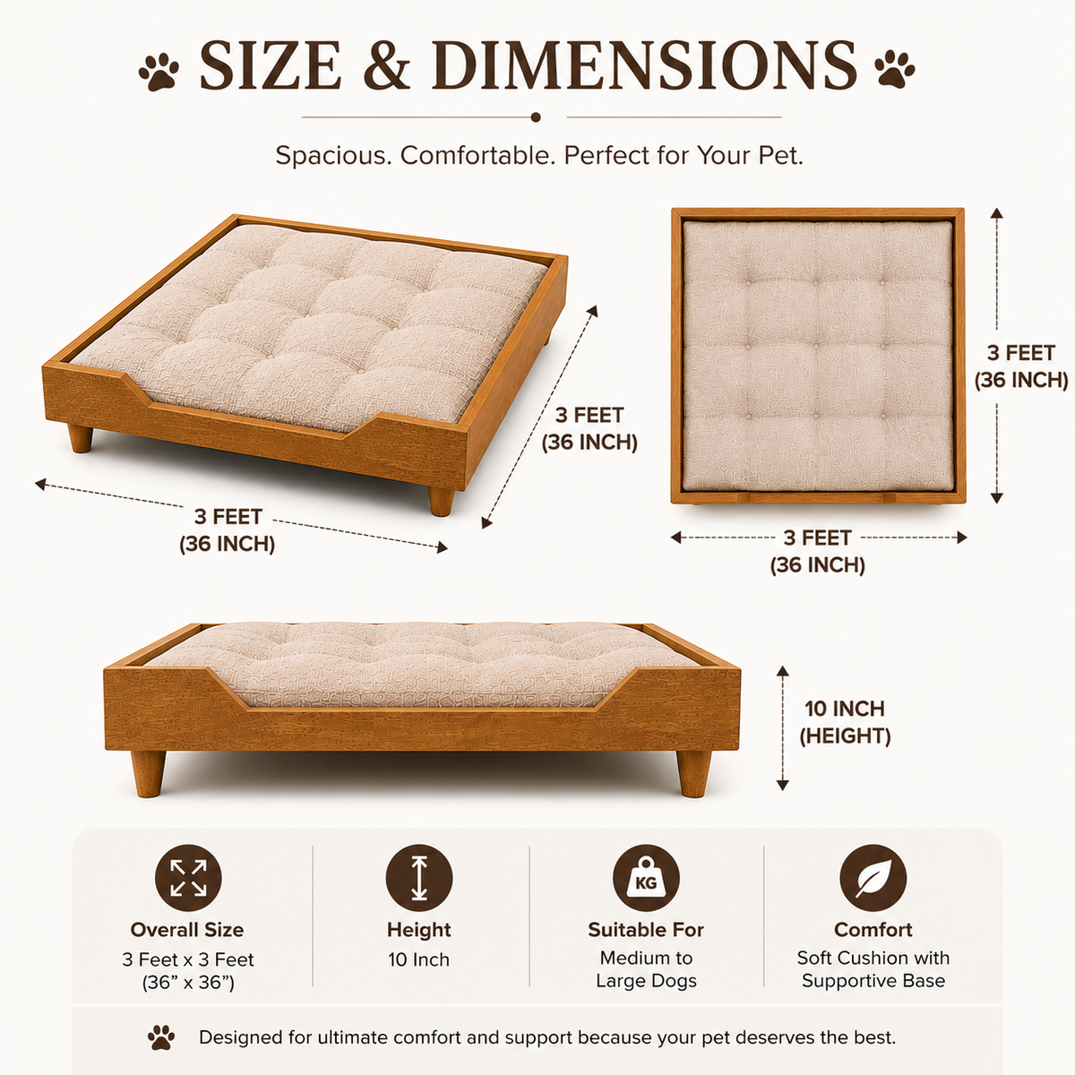 Wooden orthopedic pet bed – features
