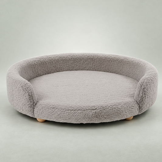 CloudRest Pet Bed Misty Grey – Ultra Soft & Supportive Round Cushion for Dogs & Cats