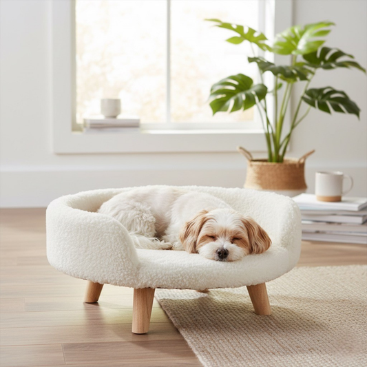 Plush Luxe Pet Bed Ivory White – view 2