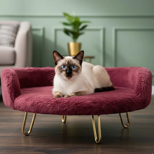 Plush Luxe Pet Bed – Wine Red