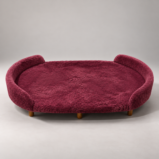 Luxe Raised Pet Sofa Bed for Large Dogs – Burgundy Red | XL, XXL & XXXL Sizes