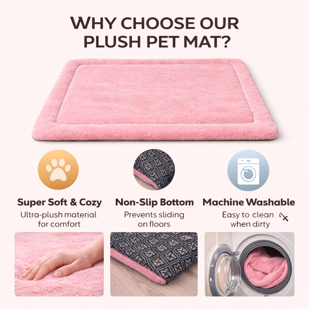 Plush pet floor mat – size guide