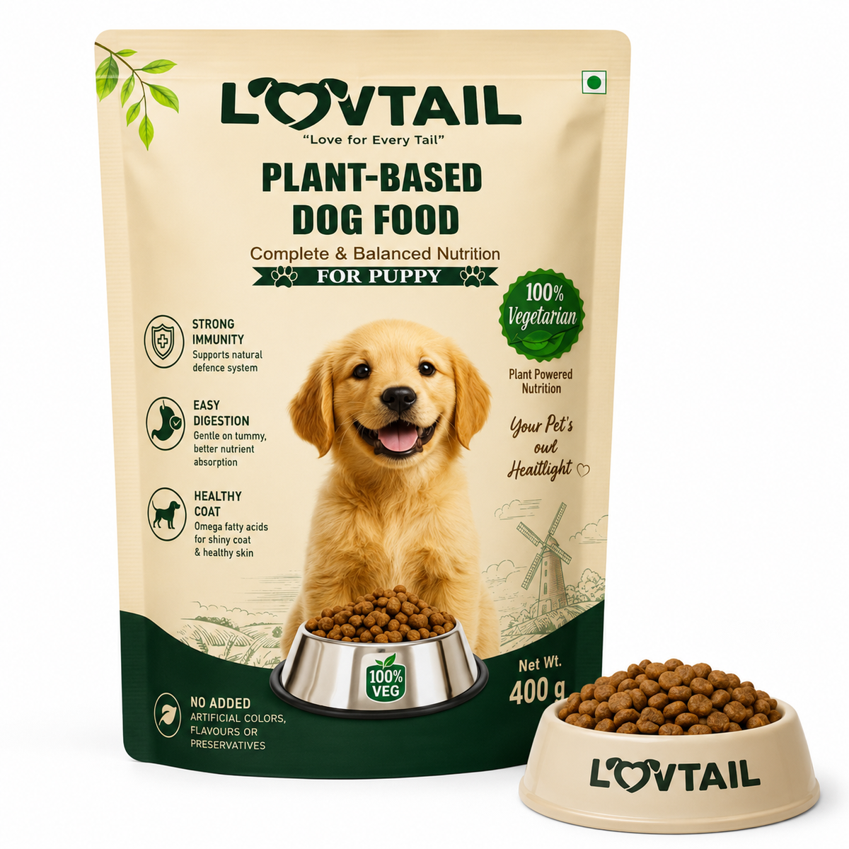 LOVTAIL plant-based puppy dog food pack