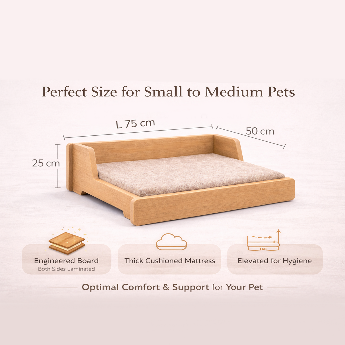 SmartLivin wooden pet bed – features and dimensions