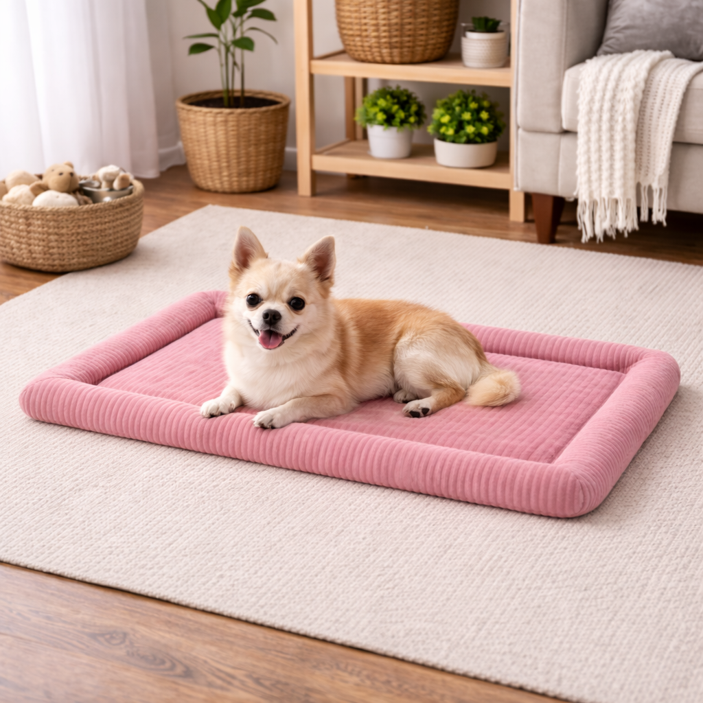 Ultra-Soft Plush Pet Floor Mat – Dusty Rose Embossed
