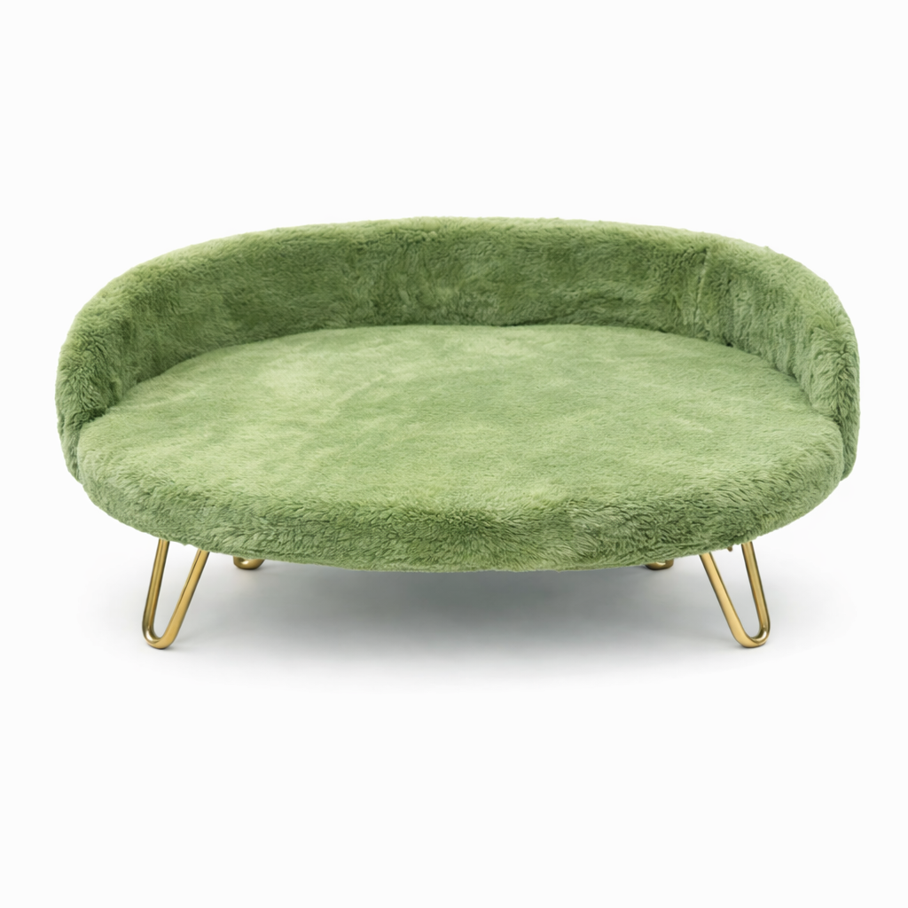 Green Sofa Pet Bed with Gold Legs – view 3