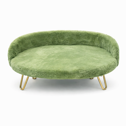 Green Sofa Pet Bed with Gold Legs – view 3