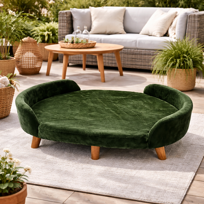 Raised Dog Sofa Bed Forest Green – view 2