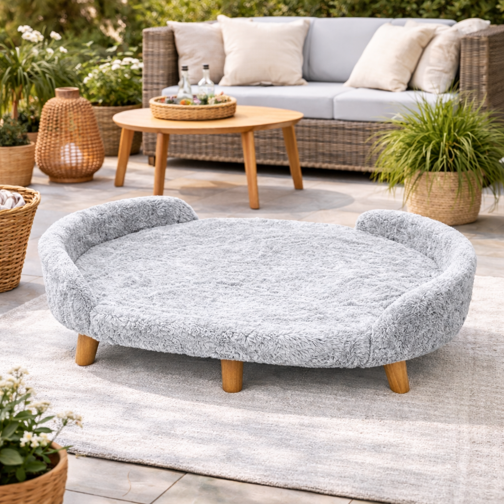 Raised Dog Sofa Bed Dove Grey – view 2