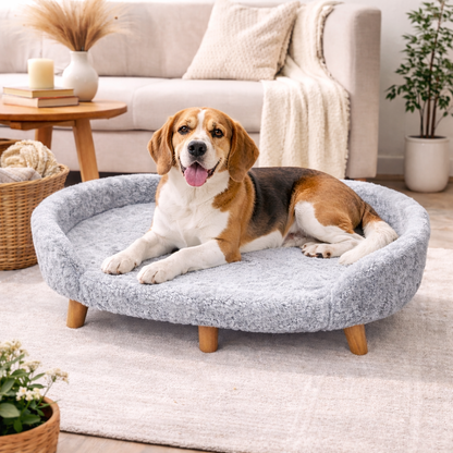 Luxe Raised Pet Sofa Bed for Large Dogs – Dove Grey