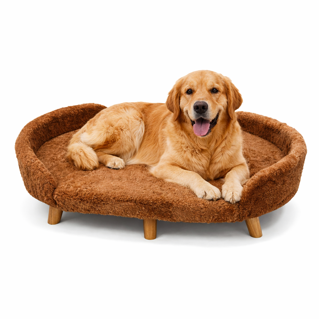Raised Dog Sofa Bed Caramel Brown – view 2