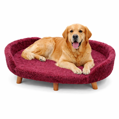 Raised Dog Sofa Bed Burgundy – view 2
