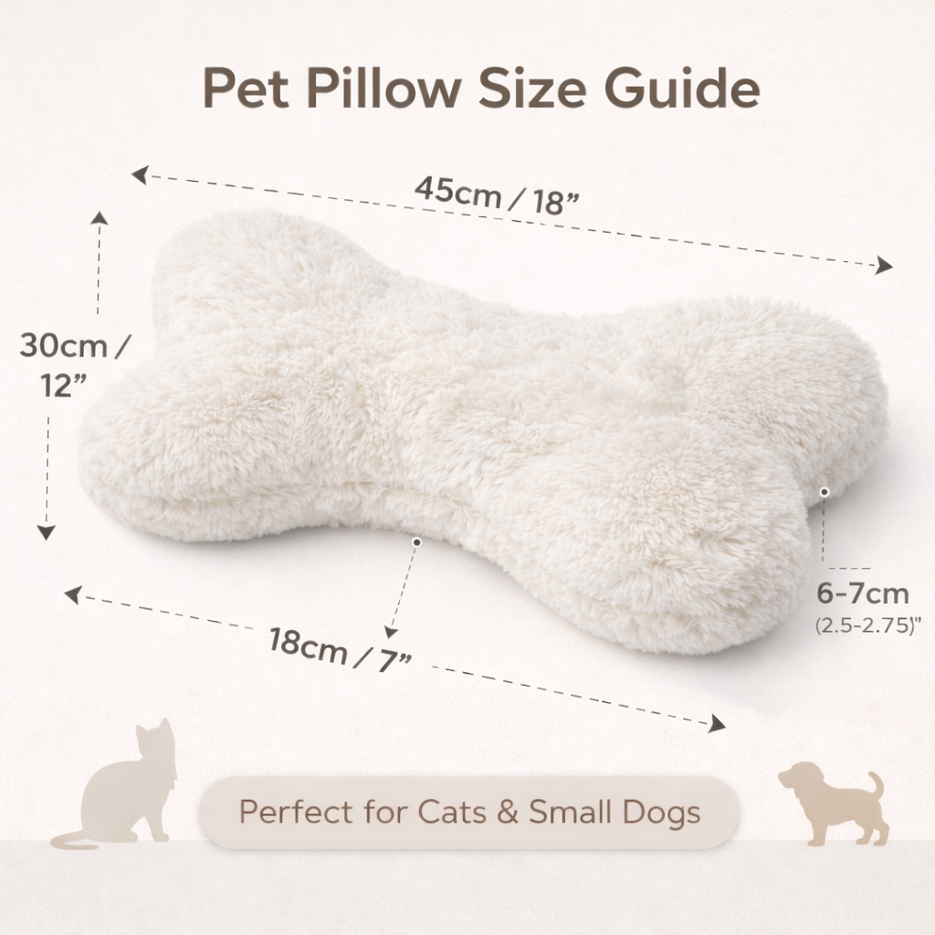 Bone shape pet pillow – size guide