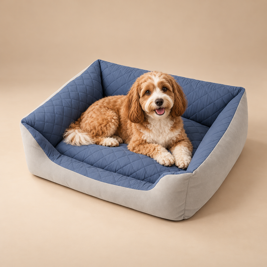Large Quilted Rectangular Pet Bed with Bolsters