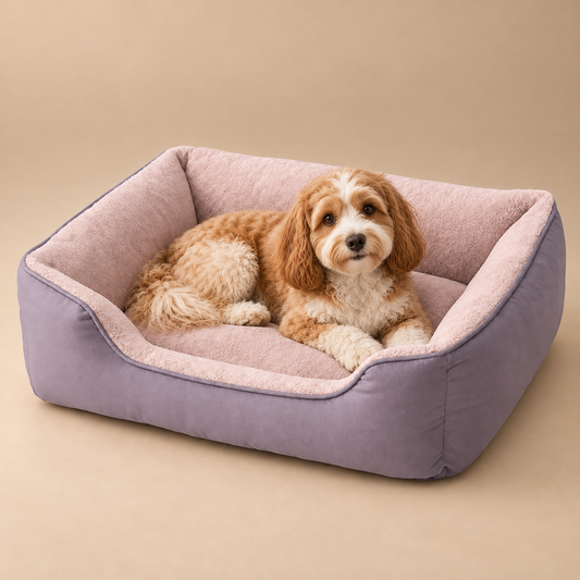 Plush Rectangular Pet Bed with Raised Sides