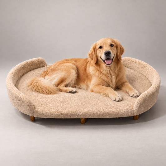 Luxe Raised Pet Sofa Bed for Large Dogs – Ivory Beige | XL, XXL & XXXL Sizes