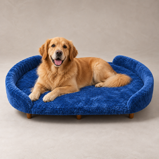 Luxe Raised Pet Sofa Bed for Large Dogs – Indigo Blue | XL, XXL & XXXL Sizes