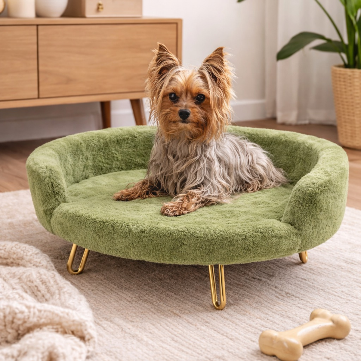 Plush Luxe Pet Bed – Forest Green