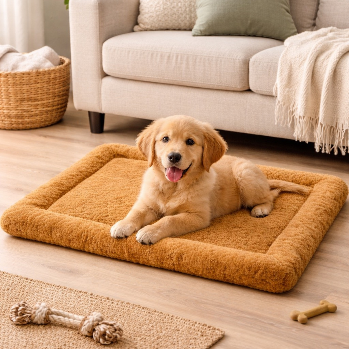 Ultra-Soft Plush Pet Floor Mat – Camel Brown