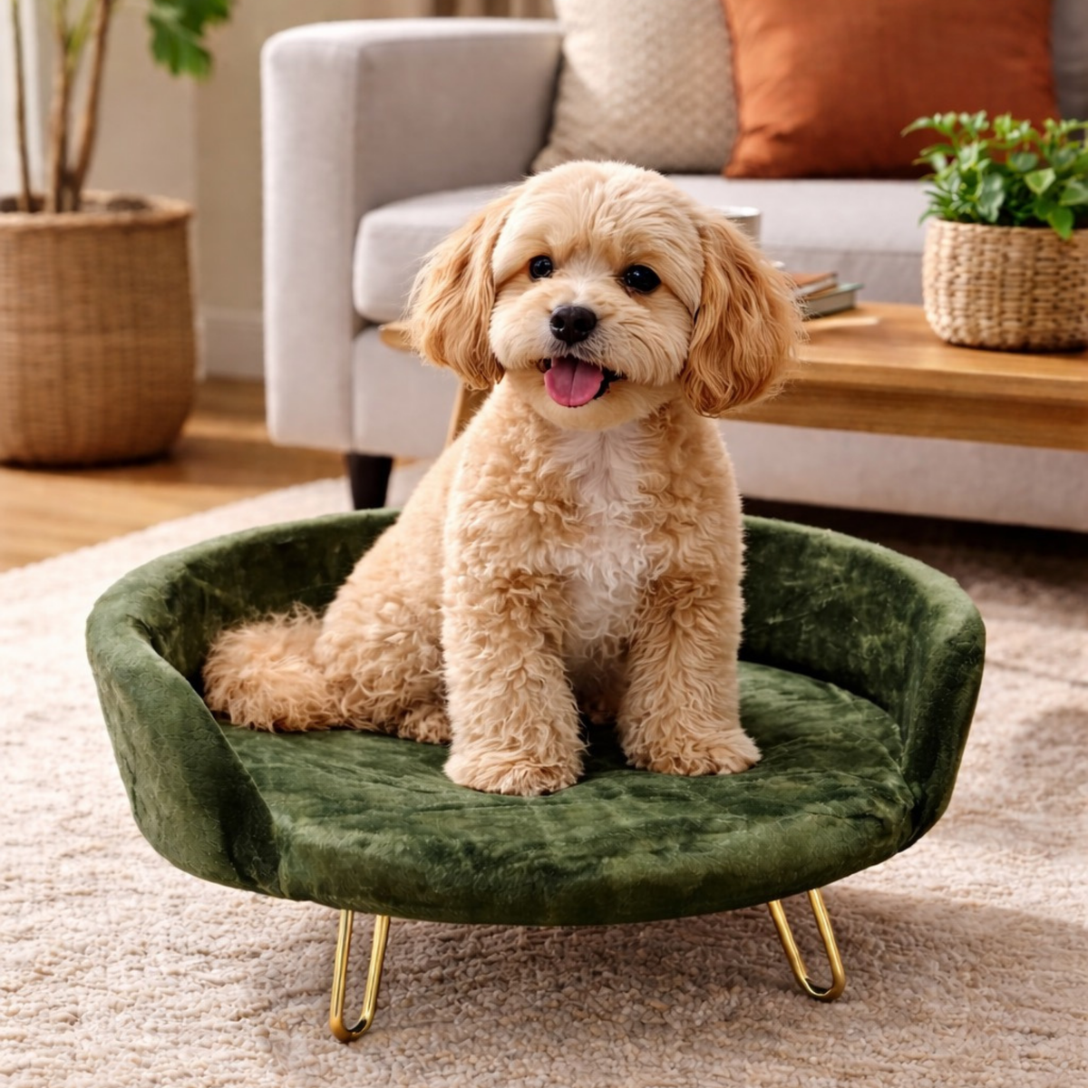 Plush Luxe Pet Bed – Dark Green
