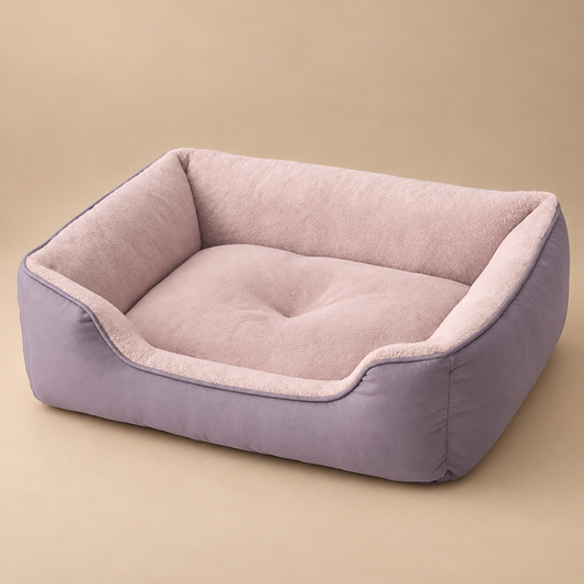 Plush Rectangular Pet Bed with Raised Sides