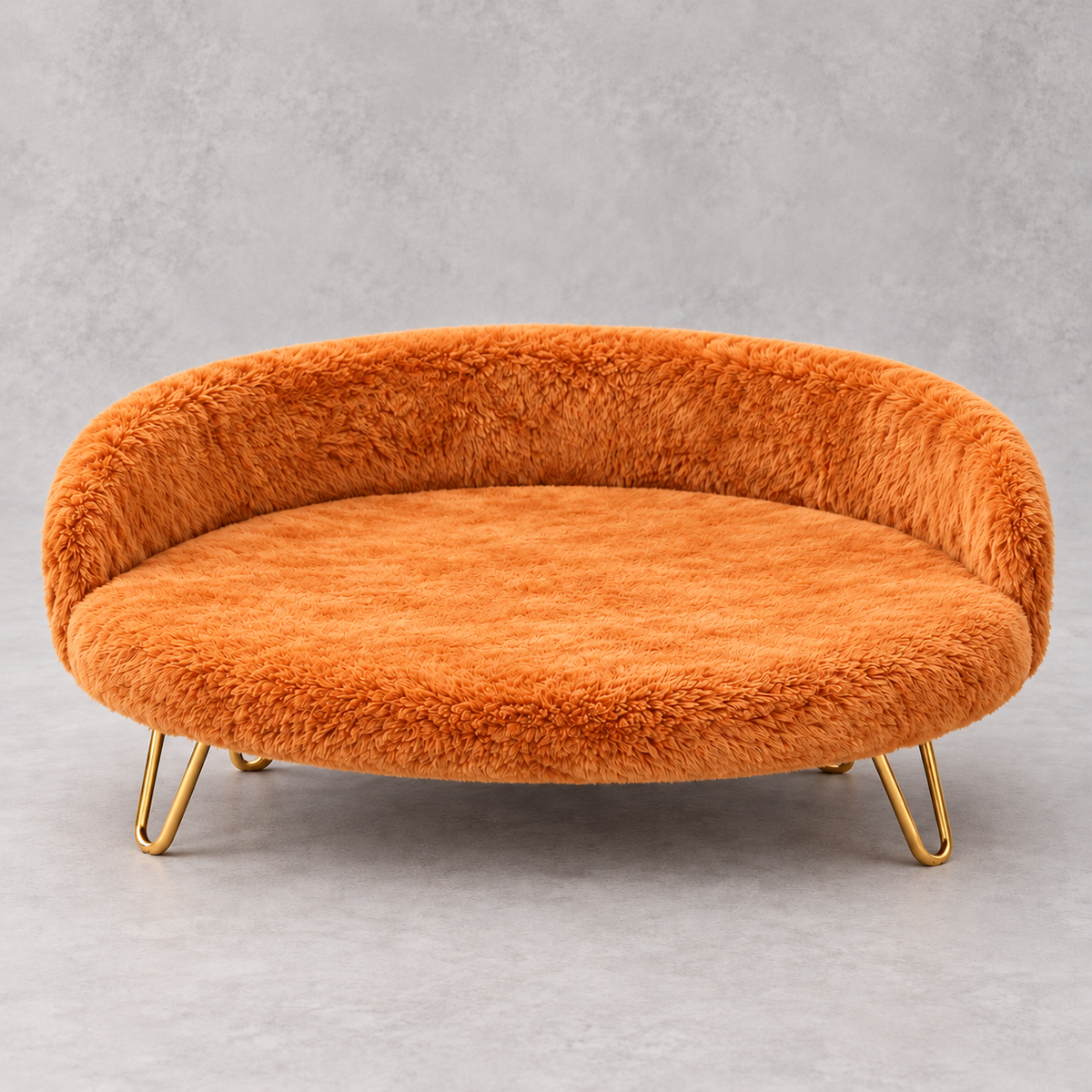 Luxe Plush Pet Bed with Gold Legs – Orange (Sofa-Style) (Copy)