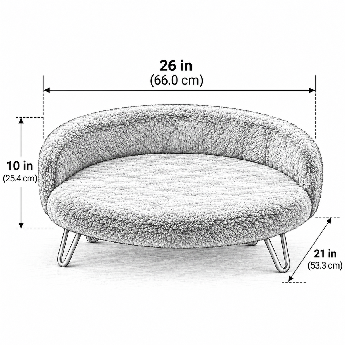 Luxe Plush Pet Bed with Gold Legs – Ivory (Sofa-Style)