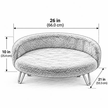 Luxe Plush Pet Bed with Gold Legs – Ivory (Sofa-Style)