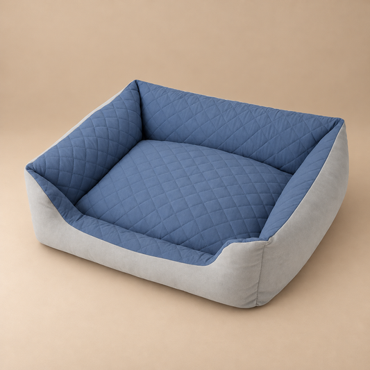 Large Quilted Rectangular Pet Bed with Bolsters