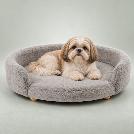 CloudRest Pet Bed Misty Grey – Ultra Soft & Supportive Round Cushion for Dogs & Cats