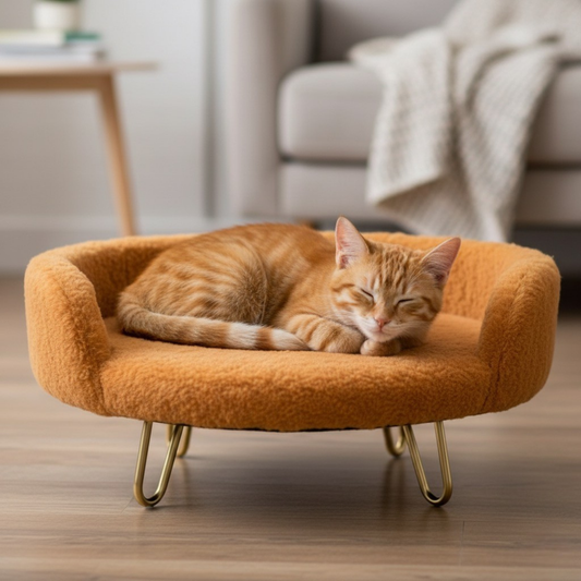 Plush Luxe Pet Bed Burnt Orange – view 2