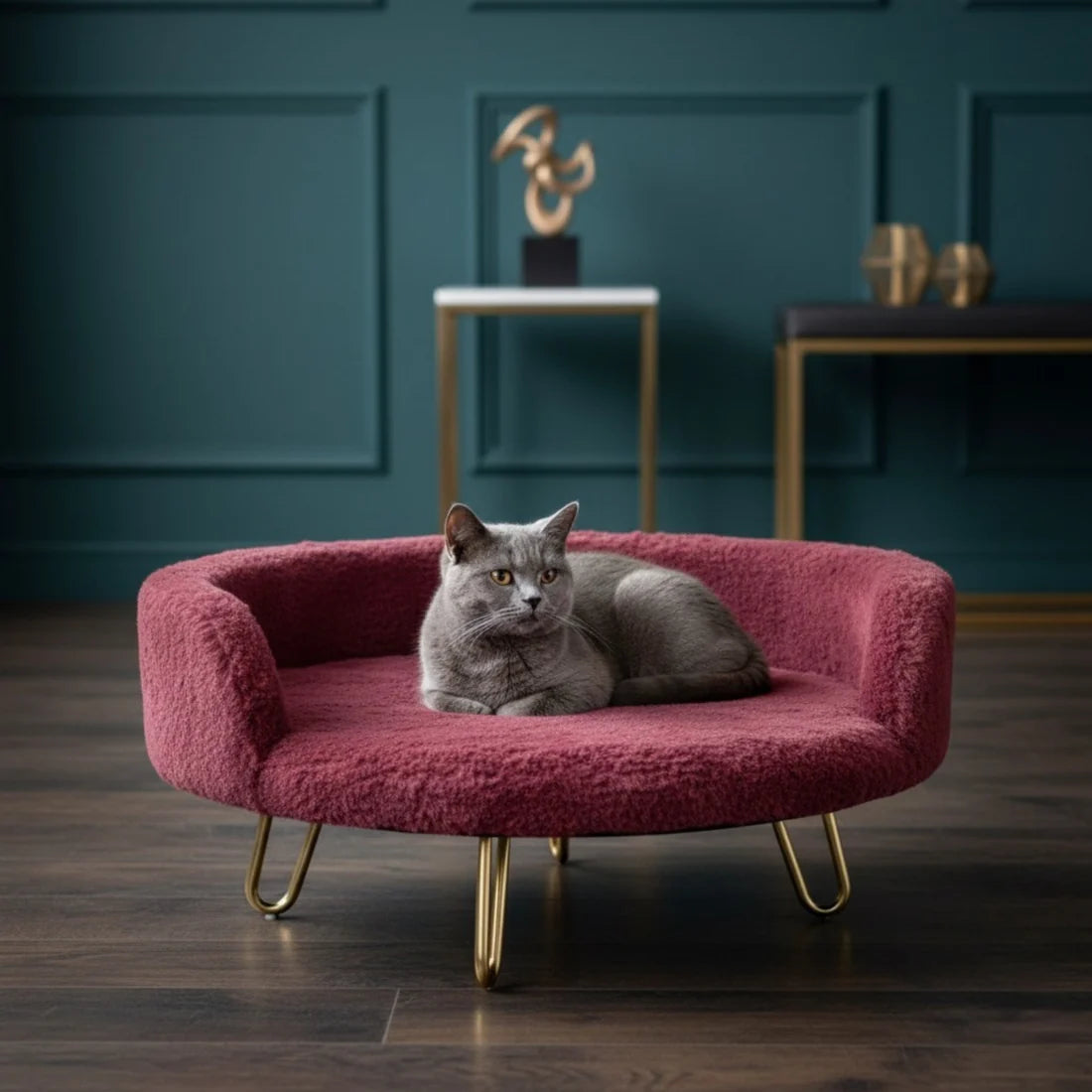 Plush Luxe Pet Bed – Wine Red