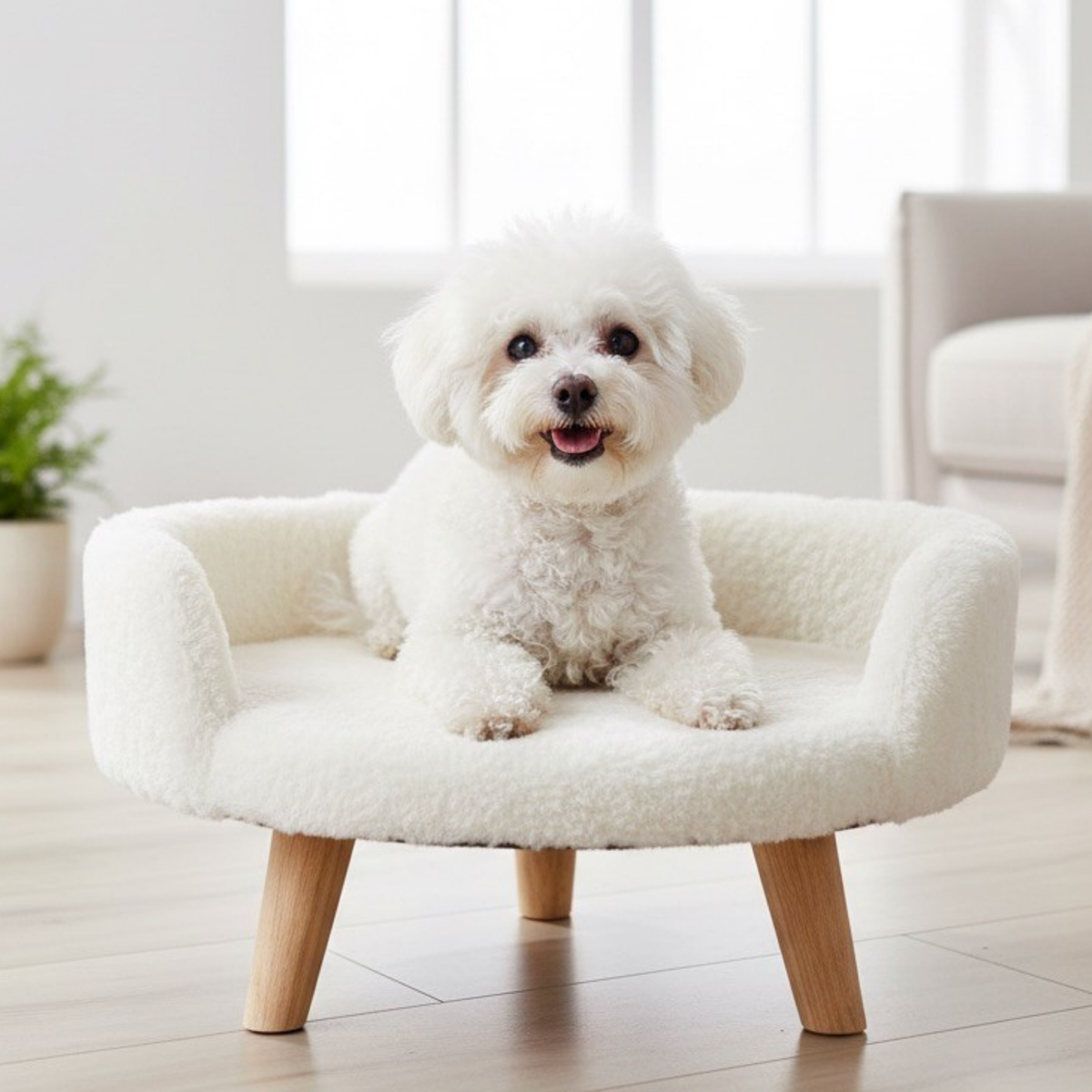 Plush Luxe Pet Bed – Ivory White