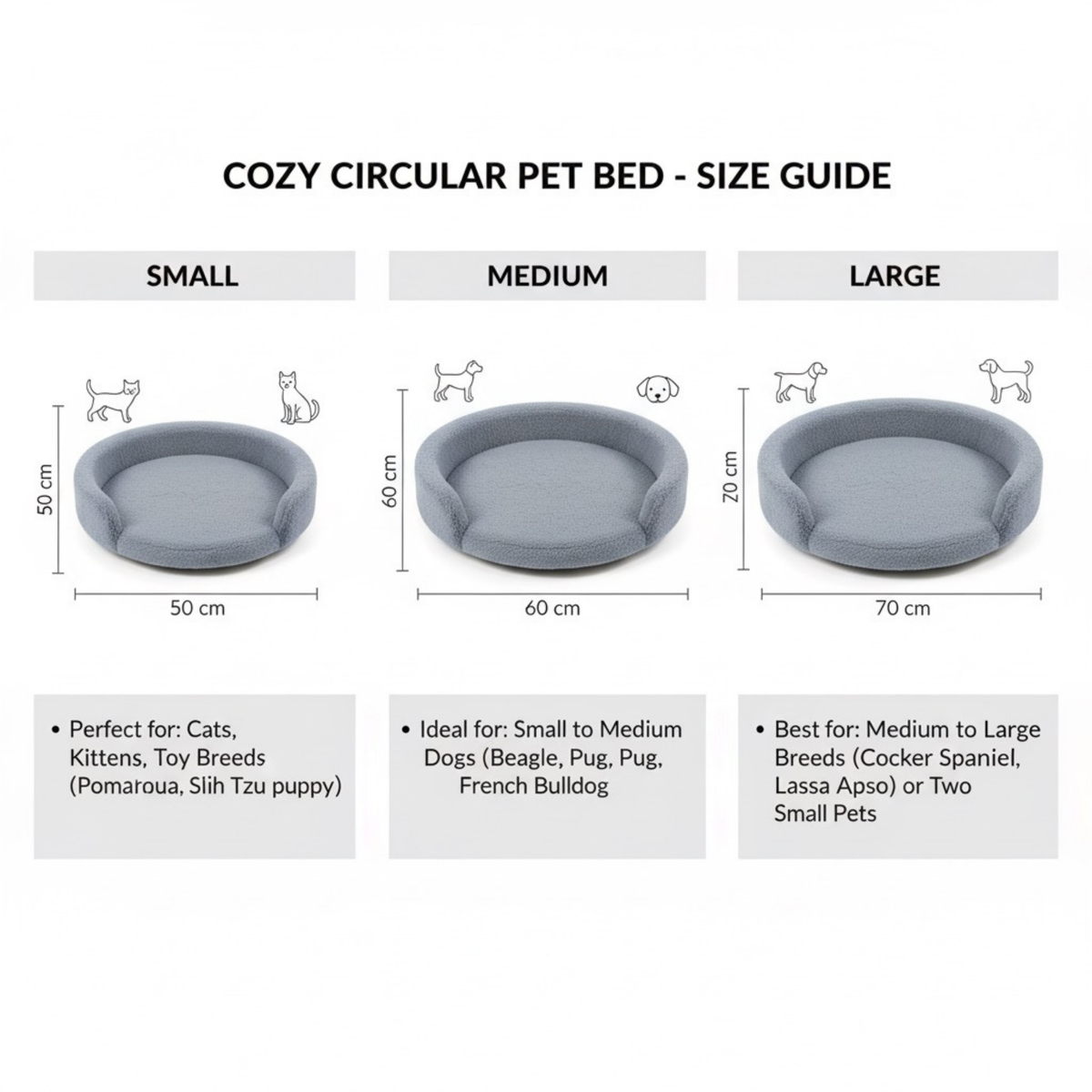 CloudRest round pet bed – features and sizes