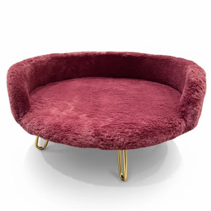 Plush Luxe Pet Bed – Wine Red