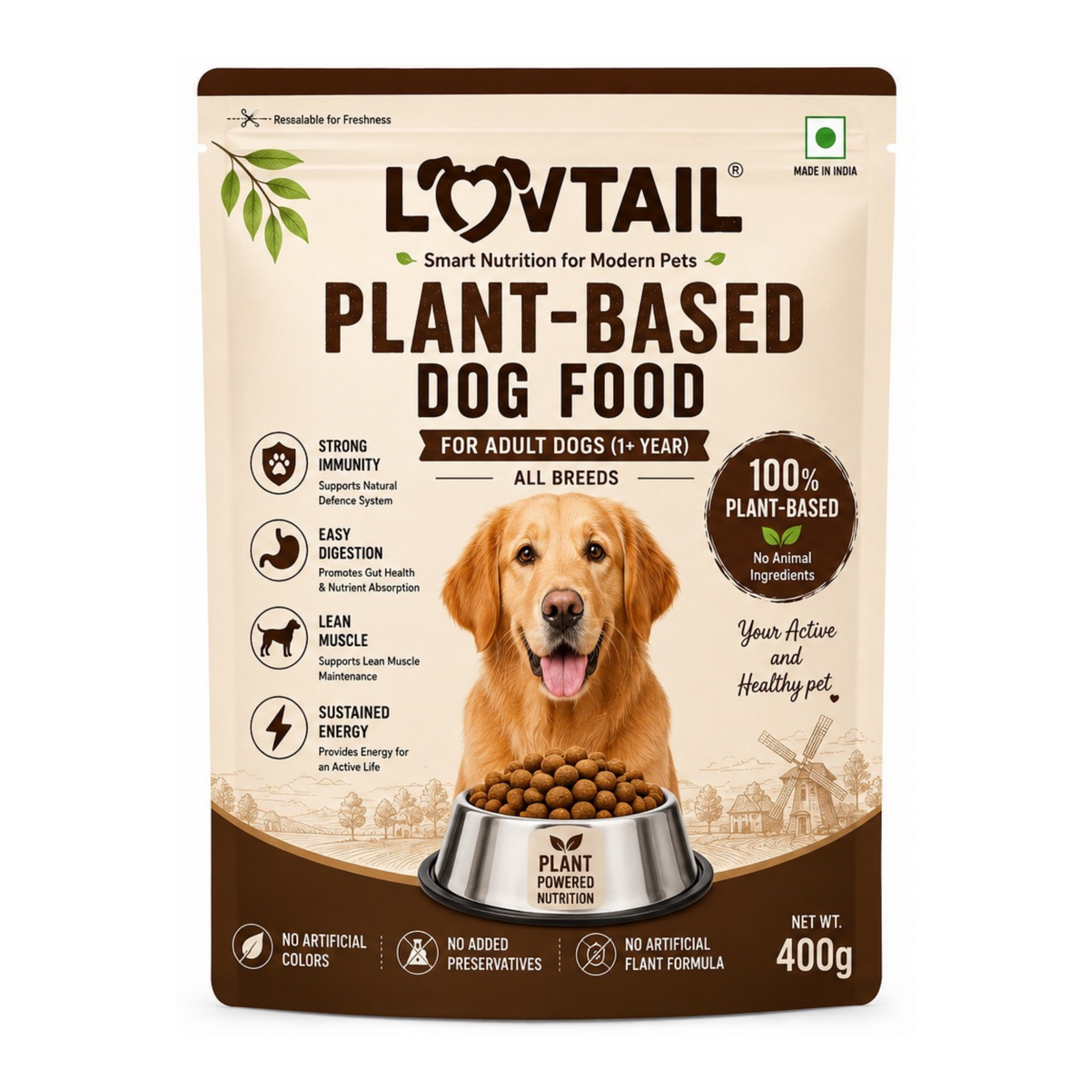 LOVTAIL plant-based adult dog food pack
