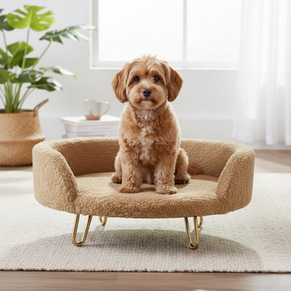 Plush Luxe Pet Bed – Camel Beige