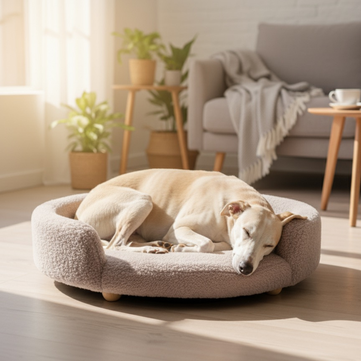 CloudRest Round Pet Bed – Mouse Beige