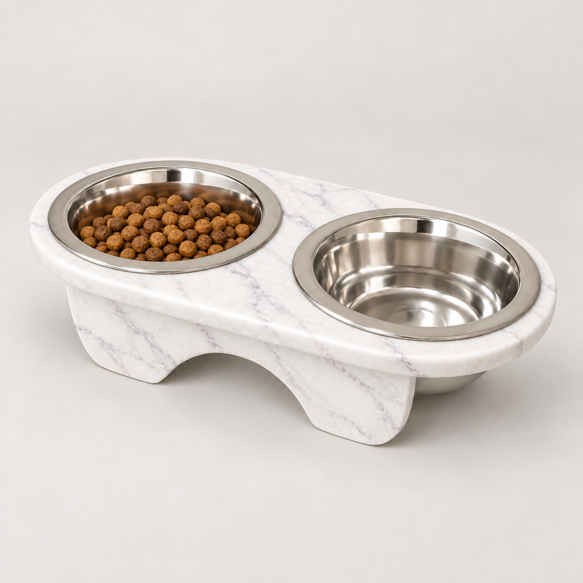 Elevated Pet Bowl with Stand – Stylish & Comfortable Feeding Solution - White