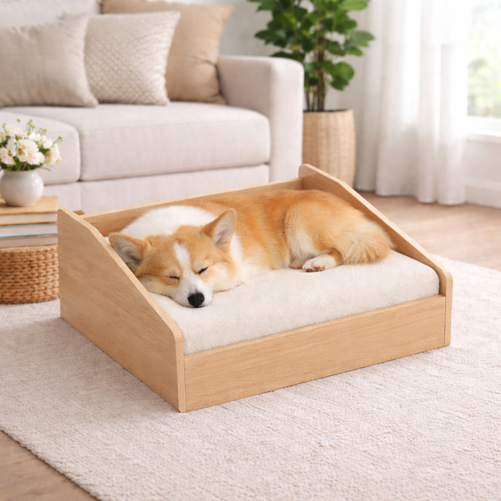 SmartLivin Storage Pet Bed with Cushion – Virgin Oak
